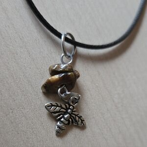 Silvertone Bee Pendant Necklace